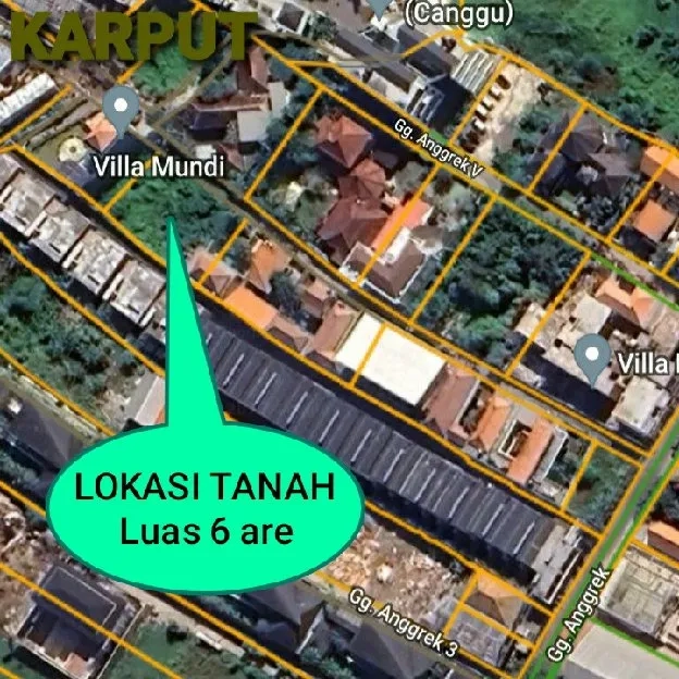 Dijual 3 & 6 are, Jl. Pemelisan Agung Gg. Anggrek Pantai Berawa Tibubeneng Canggu