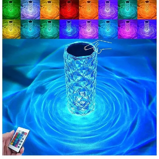 Lampu Meja Diamond Lampu Meja RGB Table Lamp Lampu Crystal Diamond 16 Colour Lampu Hias Rose RGB