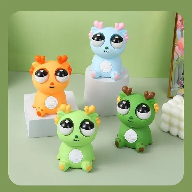 Mainan Naga Remas Lucu, Mainan Ventilasi Boneka Naga Kecil Yang Bermunculan dengan Mata Kreatif，Main