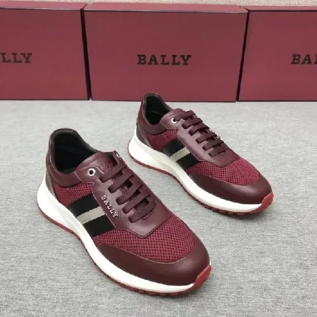 Sepatu sneakers pria bally merah stripe