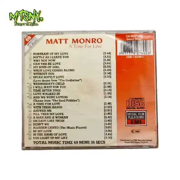 Kaset CD Musik Matt Monro A Time For Love