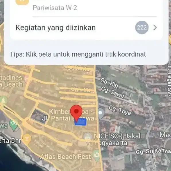 Dikontrakan 2,12 are, Jl. Pantai Berawa Dekat FINS CLUB Tibubeneng Canggu Kuta Utara