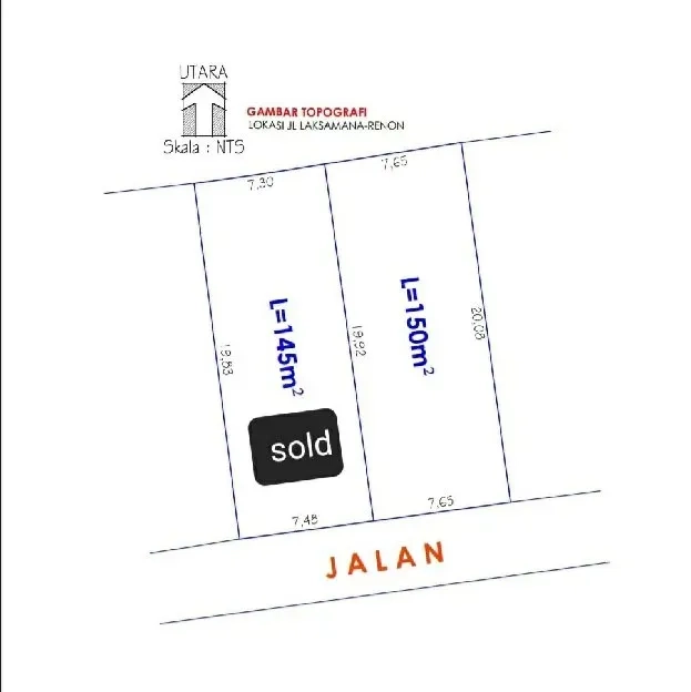 Dijual 1,5 are, Jl. Laksamana PLAZA RENON Sumerta Klod Denpasar