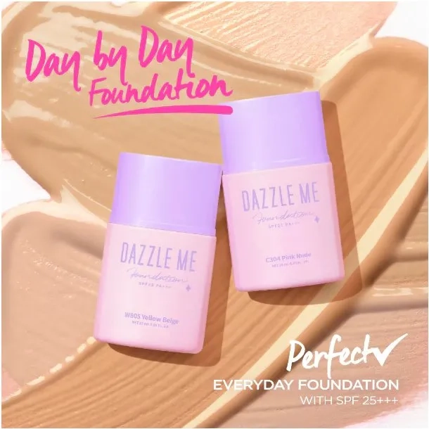 【Best Selling】DAZZLE ME Day by Day Foundation - Full Coverage Oil control Long Lasting Makeup SPF 25