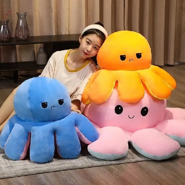 Boneka gurita bolak balik jumbo / mainan anak boneka octopus