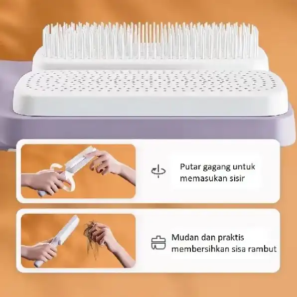 Sisir Putar Magic Comb Sisir Praktis Membersihkan Rambut Rontok