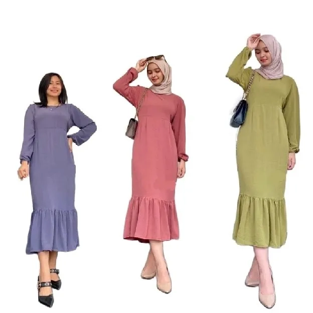 Siska Midi Dress Bahan Crinkle Ukuran S M L XL XXL XXXL Dress Type Duyung(Fishtail)