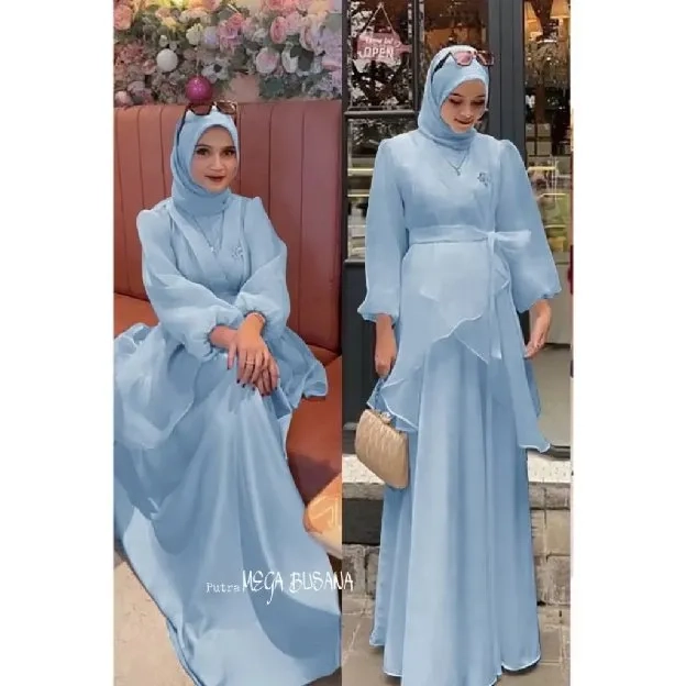 Lucsya Dress satu Set Inner Outer Include Bros Random  Gamis Muslim Wanita Pesta Kondangan Wisuda Br