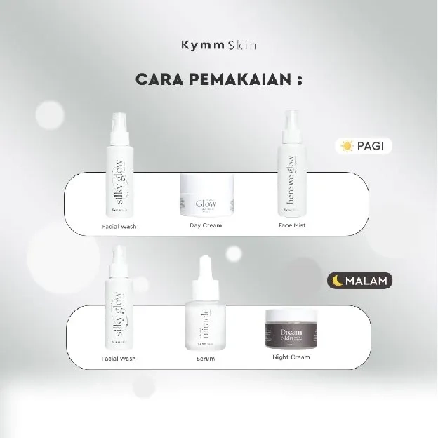 KYMM SKIN [5pcs + Free Pouch] Paket Glowing Premium [Face Wash 100ml, Face Mist 100ml, Bakuchiol Ser