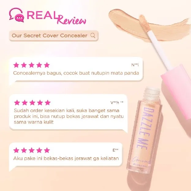 DAZZLE ME Our Secret Cover Concealer | Liquid Makeup Tahan Lama Matte 4 Colors Natural High Coverage