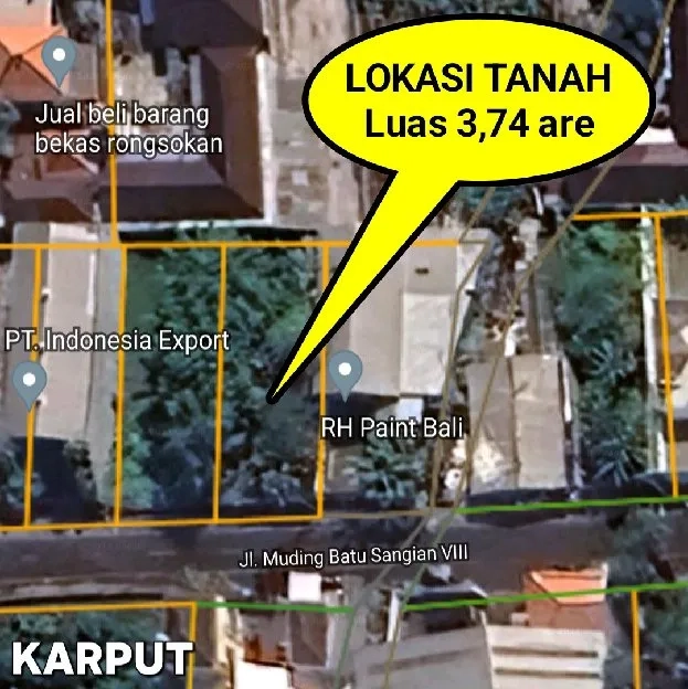 Dijual 3,74 are, Jl. Muding Batu Sangian Gatsu Barat Kerobokan Kaja Kuta Utara