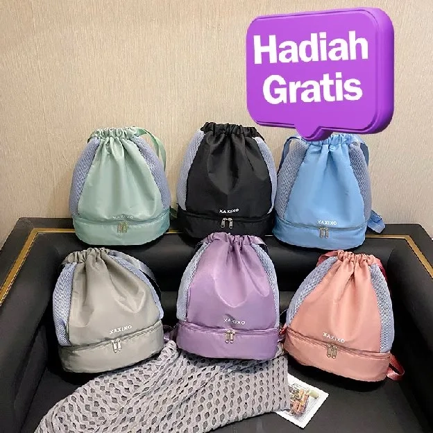 Tas Ransel Wanita Serut Fashion Penyimpanan Sepatu