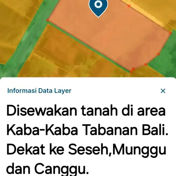 Disewakan tanah 2825 m2 di Kaba-Kaba Tabanan dkt Seseh,Munggu,Canggu