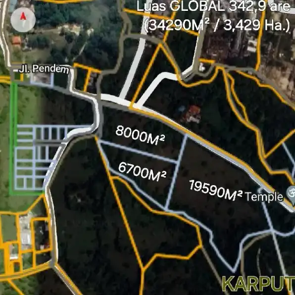 Dijual 3,429 Ha. Jl. Goa Kelangan Labuansait Pecatu Graha Kuta Selatan