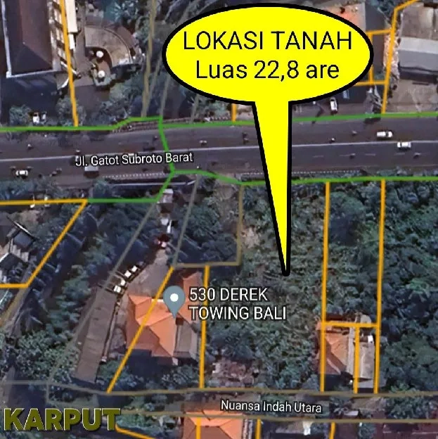 Dijual 22,8 are, Jl. Raya Gatot Subroto Barat MITRA 10 Denpasar