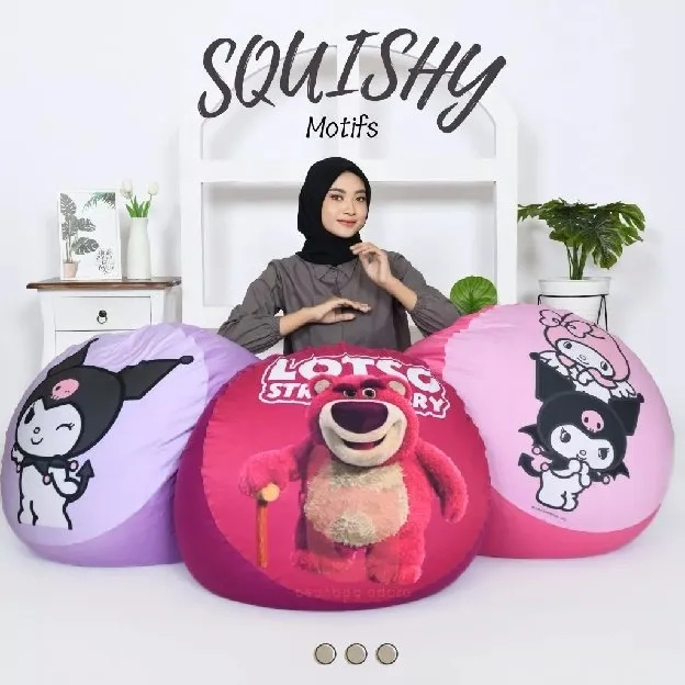 Bean bag Sofa Squishy Spesial Motif Karakter Siap Pakai