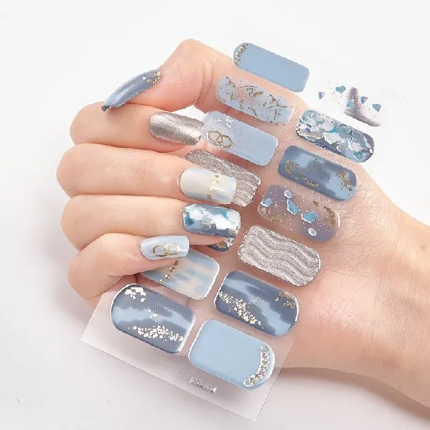 Fake Nail Sticker 14Pcs Nail Art Stiker Premium