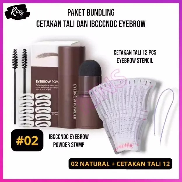 [PAKET EYEBROW BUNDLING 3in1] Paket Bundling Cetakan Alis Tali 12 Pcs Titik 3 dan ndc Eyebrow Powder