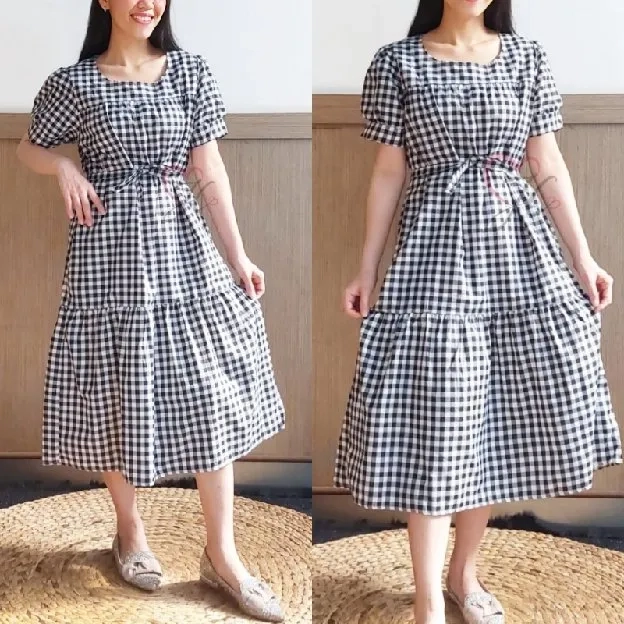 Dress Katun Kotak Kimiko