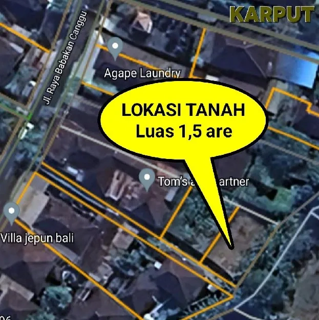 Tanah 1,5 are, Jl. Raya Babakan Canggu Tibubeneng Kuta Utara