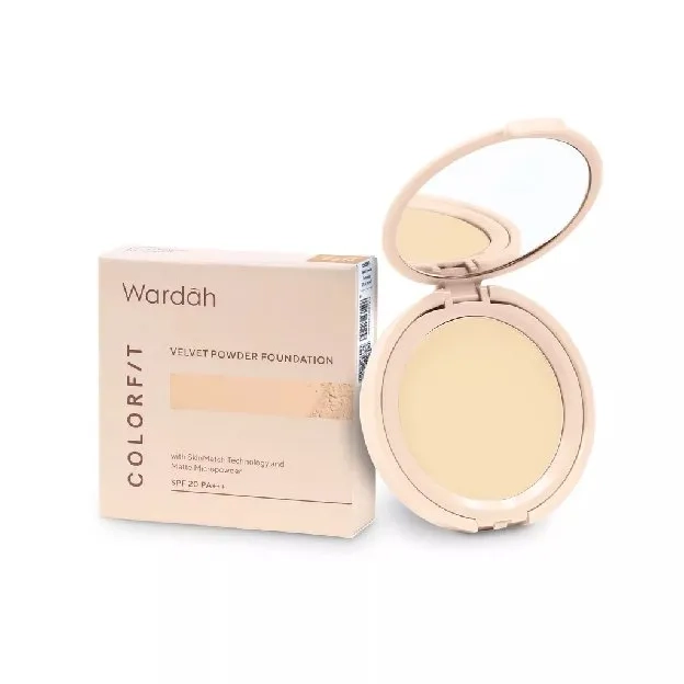 Wardah Colorfit Velvet Powder Foundation SPF 20 (Full Case/Refill) Bedak Padat Dengan Oil Control Ta