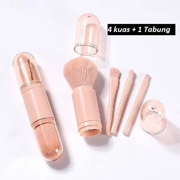 Kuas Make Up Set Make Up 4IN1 Brush Portable Kosmetik Brush Travel Kuas Make Up