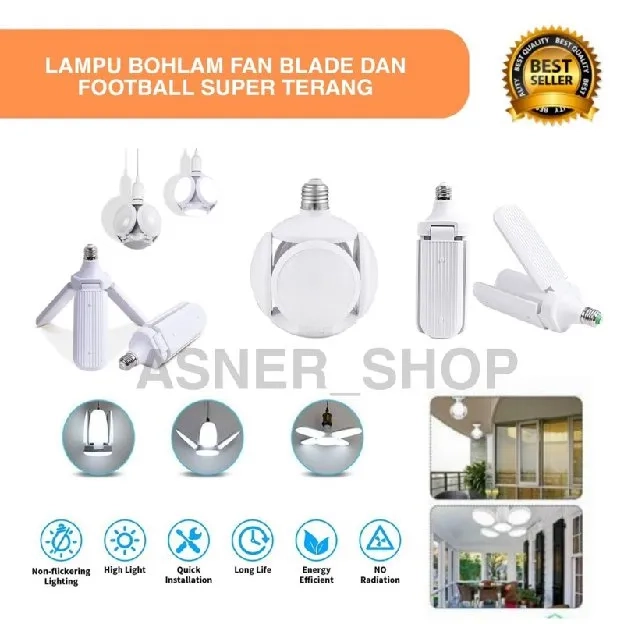 Lampu LED Dragon Ball UFO Football Bohlam Baling Watt Fan Blade Lipat Bola Terang Lamp Bright Lights