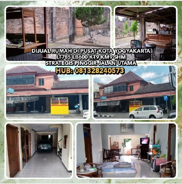 DIJUAL RUMAH DI PUSAT KOTA YOGYAKARTA.LT785 LB600 KT9 KM9 SHM STRATEGIS. H: 081328240573 