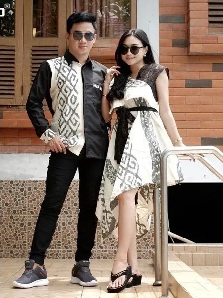 Couple Kondangan Prewedding Syira Dress Ivory Tenun Ikat Asli