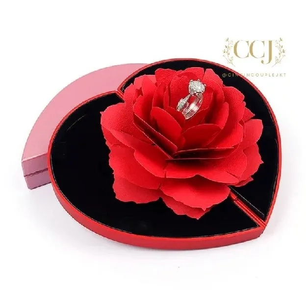 BOX CINCIN NIKAH LAMARAN 3D ROSE / TEMPAT CINCIN NIKAH LAMARAN / KOTAK CINCIN MAWAR / KOTAK CINCIN