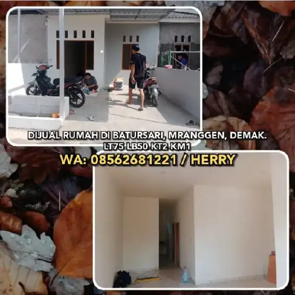 RUMAH DIJUAL : DIJUAL RUMAH DI BATURSARI, MRANGGEN, DEMAK.LT75 LB50 KT2 KM1.WA: 08562681221 / HERRY