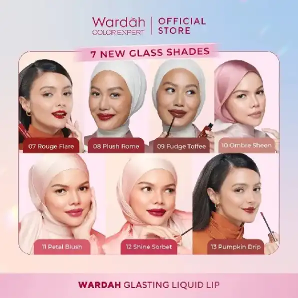 Wardah Glasting Liquid Lip - Hi-Pigmented Glass Color, Ringan, Tidak Lengket, Transferproof