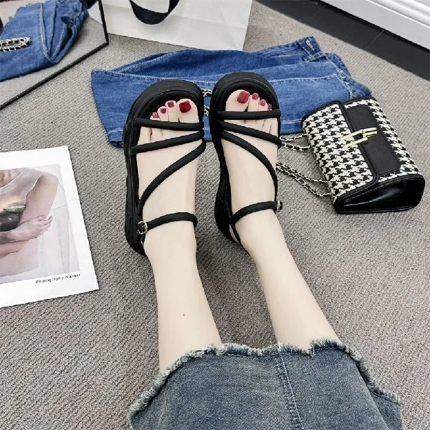 Sandal Wedges Wanita Tali Beige Sepatu Sandal Cewek Best Modis Cantik Original Import Viral