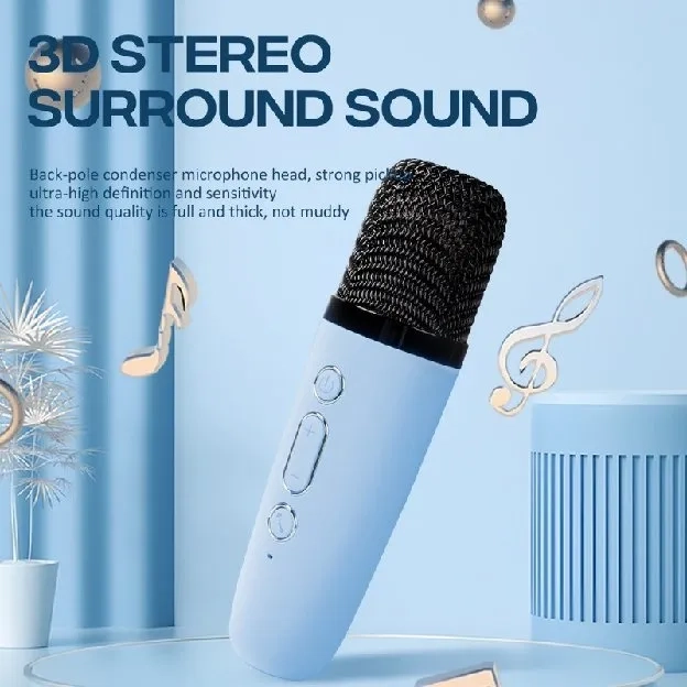 Mini Speaker Bluetooth 2Mic 1 Set Karaoke Speaker KTV Cute Wireless Lucu Portabel Luar Ruangan Speak