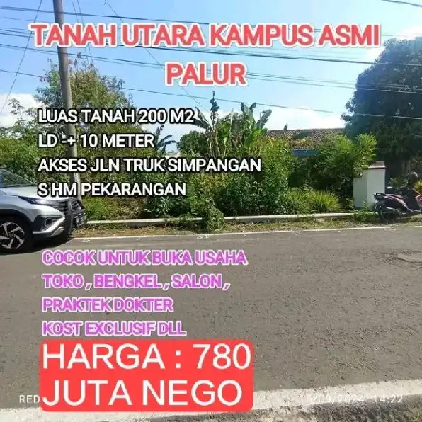 TANAH STRATEGIS DAN SIAP BANGUN DI UTARA KAMPUS ASMI/UNSA PALUR