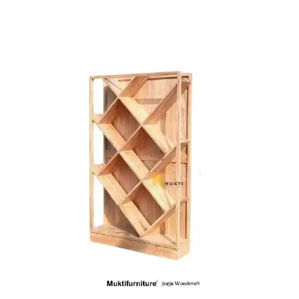 Rak Buku Premium Kayu Jati Estetik Ukuran 100x25x165 cm, Bookshelve Teak Wood Aesthetic