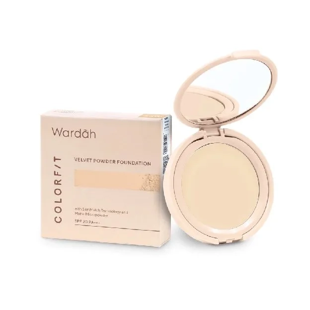 Wardah Colorfit Velvet Powder Foundation SPF 20 (Full Case/Refill) Bedak Padat Dengan Oil Control Ta