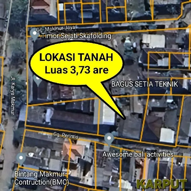 Dijual 3,73 are, Jl. Karya Makmur Depan CITRA LAND Cargo Ubung Kaja Denpasar