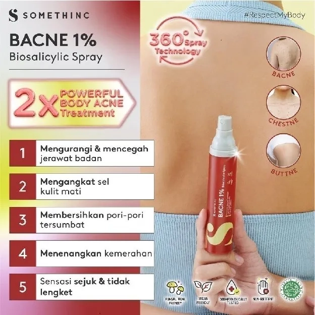 SOMETHINC Bacne 1% Biosalicylic Spray - Spray Jerawat Badan & Jerawat Punggung