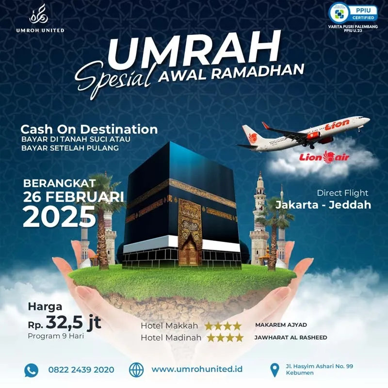 TERPERCAYA, 0858-9587-9128 Jasa Travel Umroh Agustus 2026 Bangkalan Palembang Jogja UMROH UNITED BANGKALAN