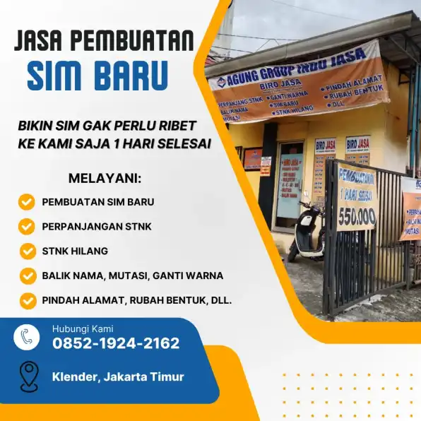 TERCEPAT, WA 0852-1924-2162, Jasa Balik Nama Stnk Bekasi, Jasa Sim B Jakarta