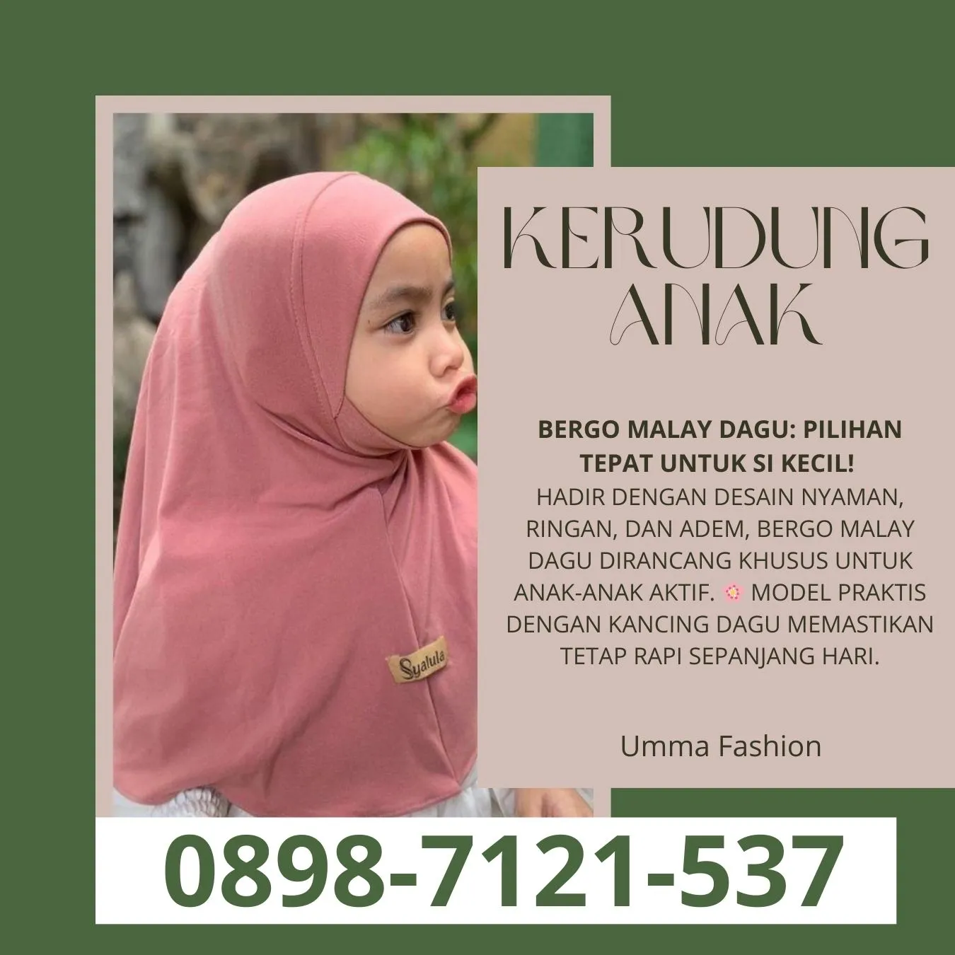 Kerudung Anak Bergo | Umma Fashion | di Karanganyar Bandung