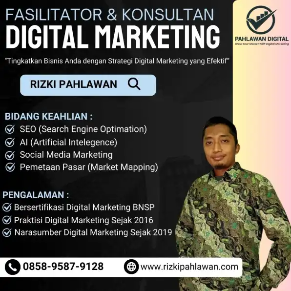 0858-9587-9128 Fasilitator Narasumber Digital Marketing Kominfo BNSP Jember Kediri Jakarta