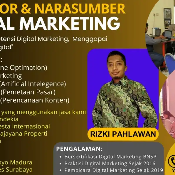 CALL 0858-9587-9128 Trainer Narasumber Digital Marketing BNSP Kementerian Pemuda & Olahraga Takalar Denpasar Semarang Jogja Depok RIZKI PAHLAWAN