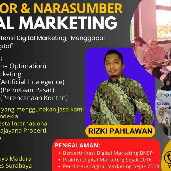 CALL 0858-9587-9128 Pembicara Narasumber Digital Marketing BNSP Kementerian Pertanian Tangerang Banjarmasin Semarang Jogja Depok RIZKI PAHLAWAN