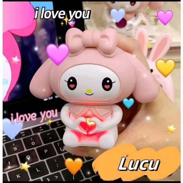 Boneka I Love You Cinnamoroll Melody Kuromi Sanrio LED Night Light Gantungan Kunci