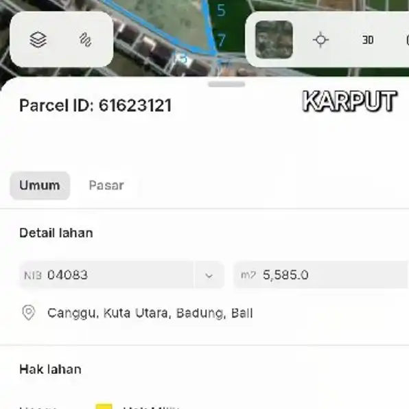 Dikontrakan 15 are, Jl. Munduk Kalampuak Batu Bolong Subak Canggu Kuta Utara