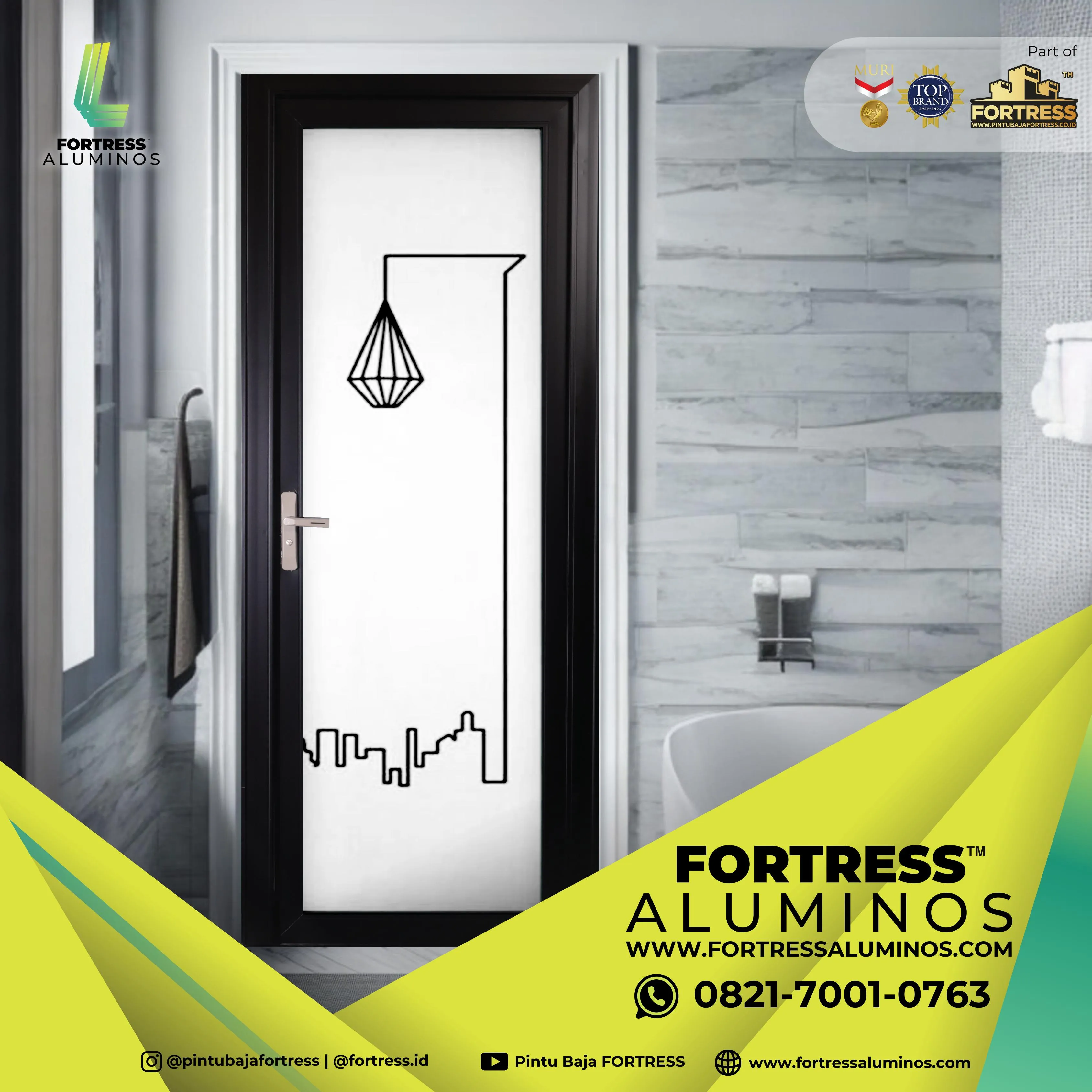 (ALUMINOS) Kusen Pintu Aluminium Motif Kayu Di Palu