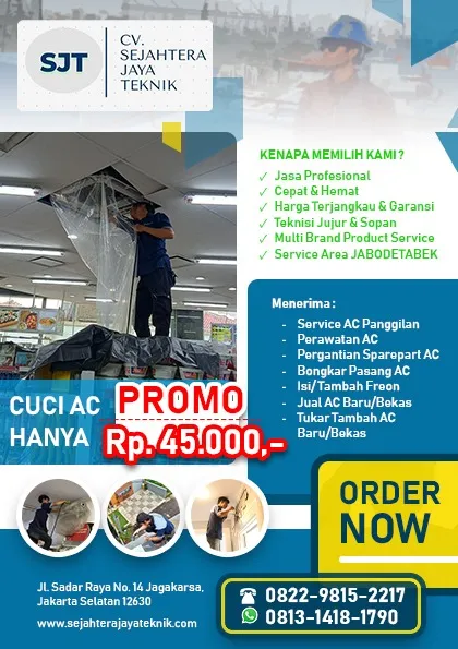 Jasa Pasang AC Panasonic Perumnas Klender, Penggilingan, Duren Sawit, Utan Kayu, Jatinegara, Jaktim Terdekat CV. Sejahtera Jaya Teknik