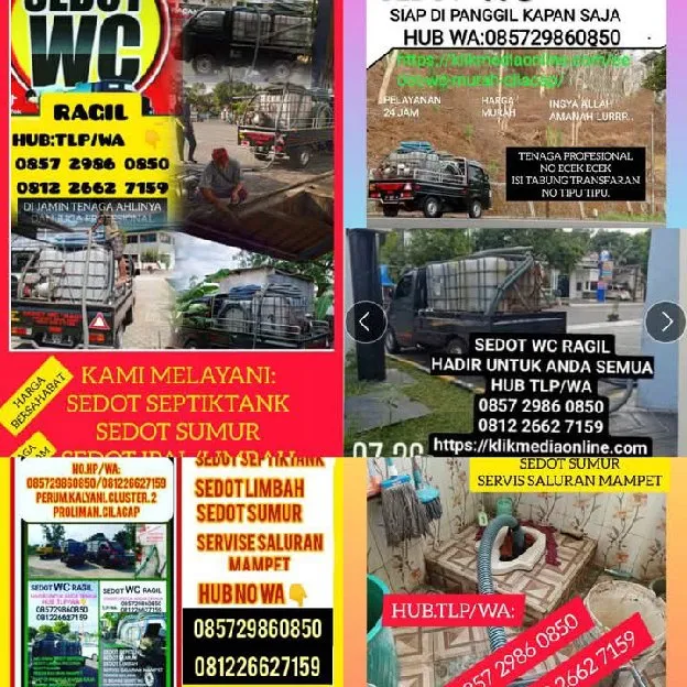 Jasa sedot Wc Cilacap 0857-2986-0850 Ragil Sedot Wc